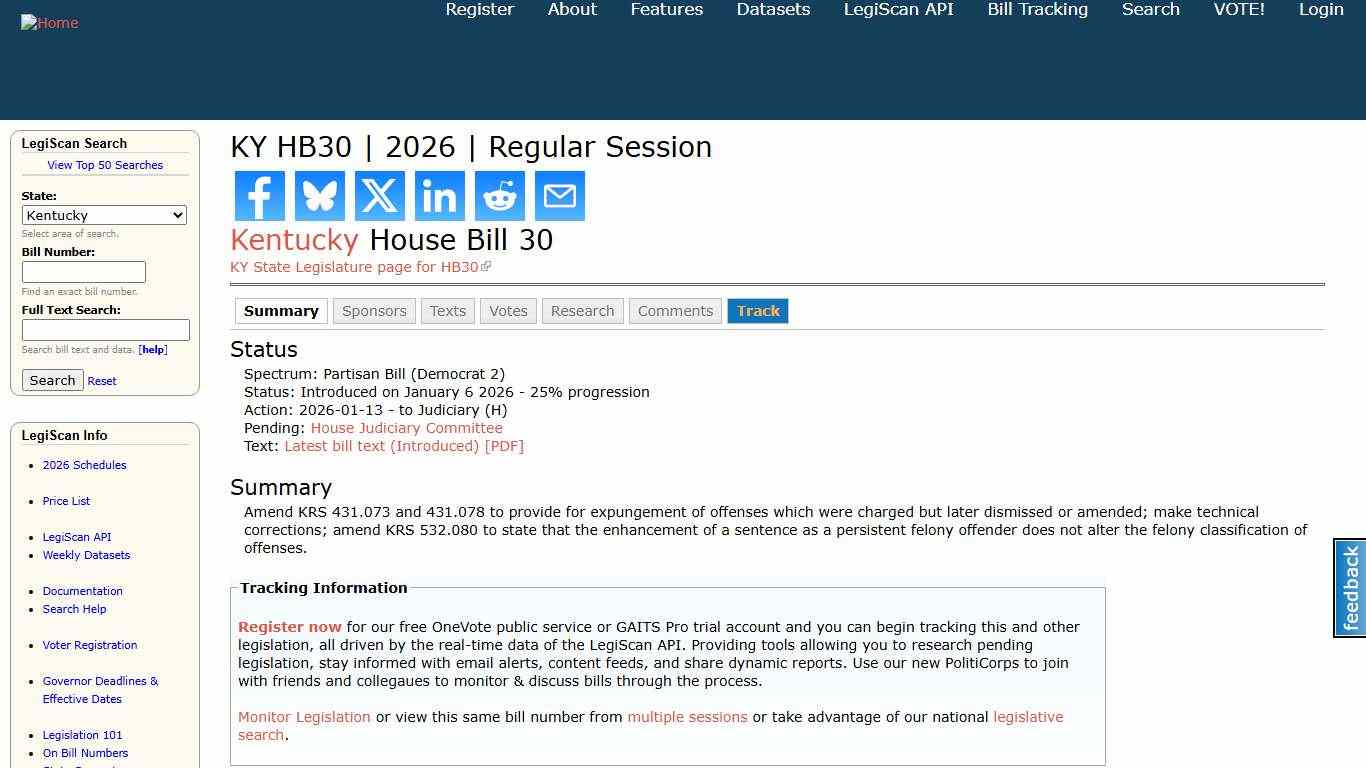 KY HB30 2026 Regular Session LegiScan